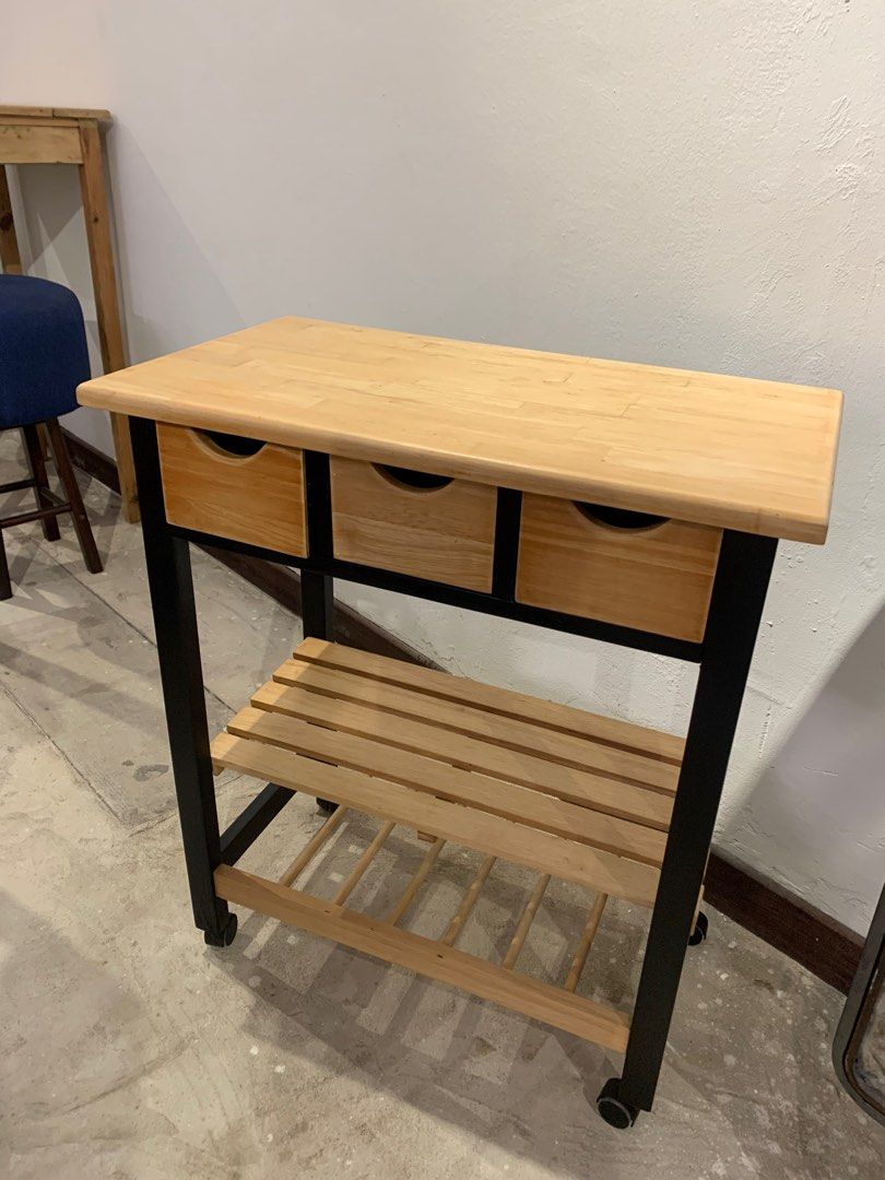 Solid wood shelves with roller, Furniture & Home Living, Furniture