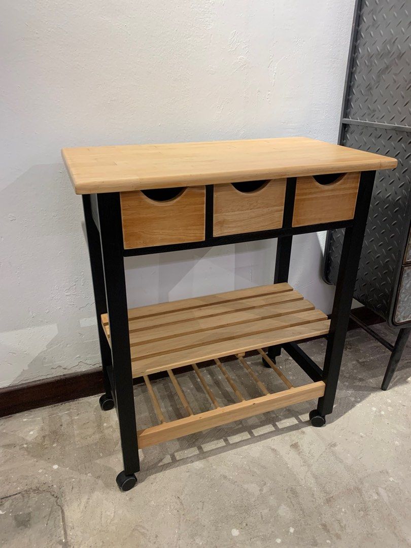 Solid wood shelves with roller, Furniture & Home Living, Furniture