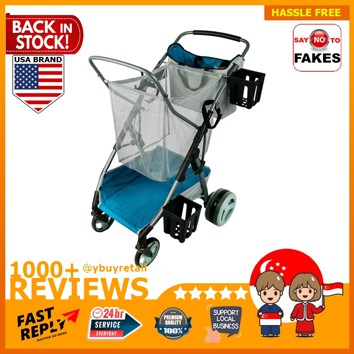 Strolee Beach and Field Utility Compact Folding Cart - All-Terrain