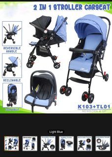 Stroller with baby infant car seat reversible handle