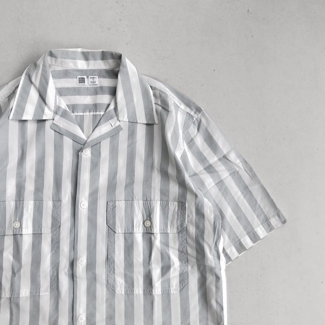Uniqlo U Bowling Stripe Shirt, Men's Fashion, Men's Clothes, Tops on