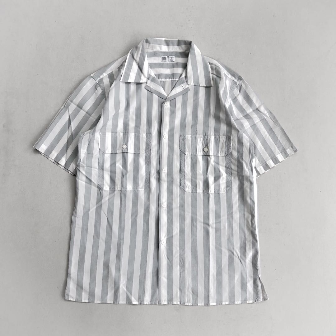 Uniqlo U Bowling Stripe Shirt, Men's Fashion, Men's Clothes, Tops on