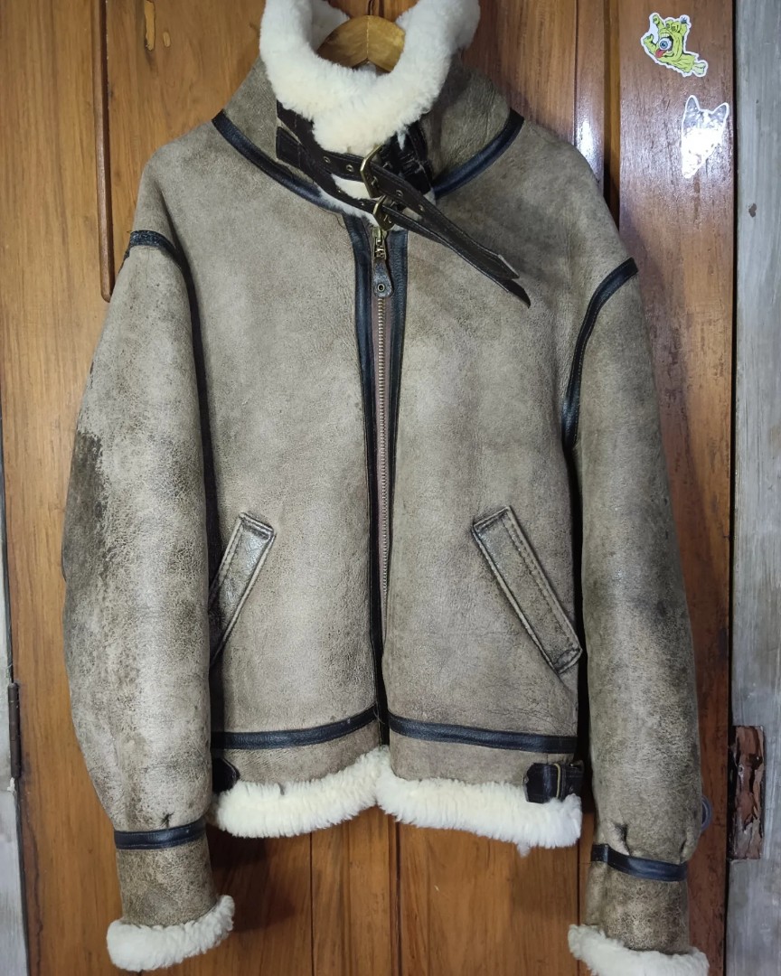Vintage AVERIX B3 Sheepskin leather flight jacket, Men's Fashion, Coats ...