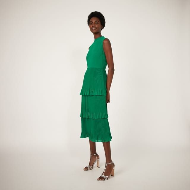 Pleated tiered dress sales