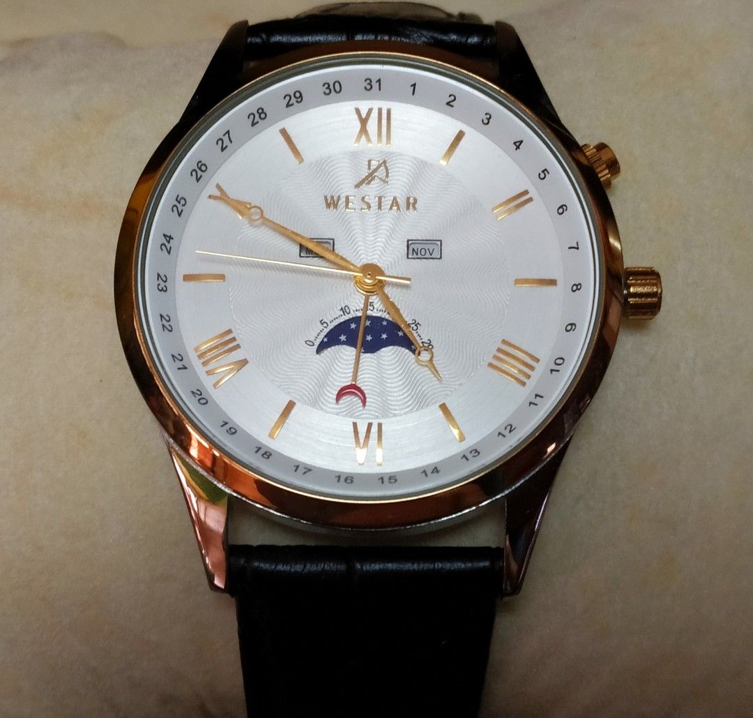 Westar Celestial Moon Phase Multi Function Quartz Watch Men s