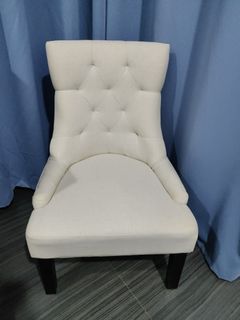 Classic Accent Chair White Wood Cloth