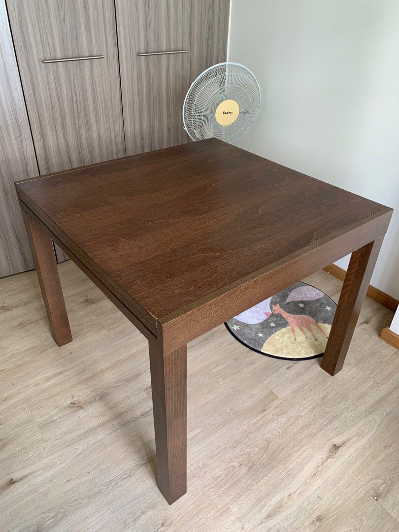 Dining table (Category: Tables & Sets) located in Singapore. Submitted by ftsl510 (Listing ID 1204206525, Image 1). Description: Only used as work desk during Covid. 90x90cm. Can be extended to 180x90cm. Self collect at Yishun..