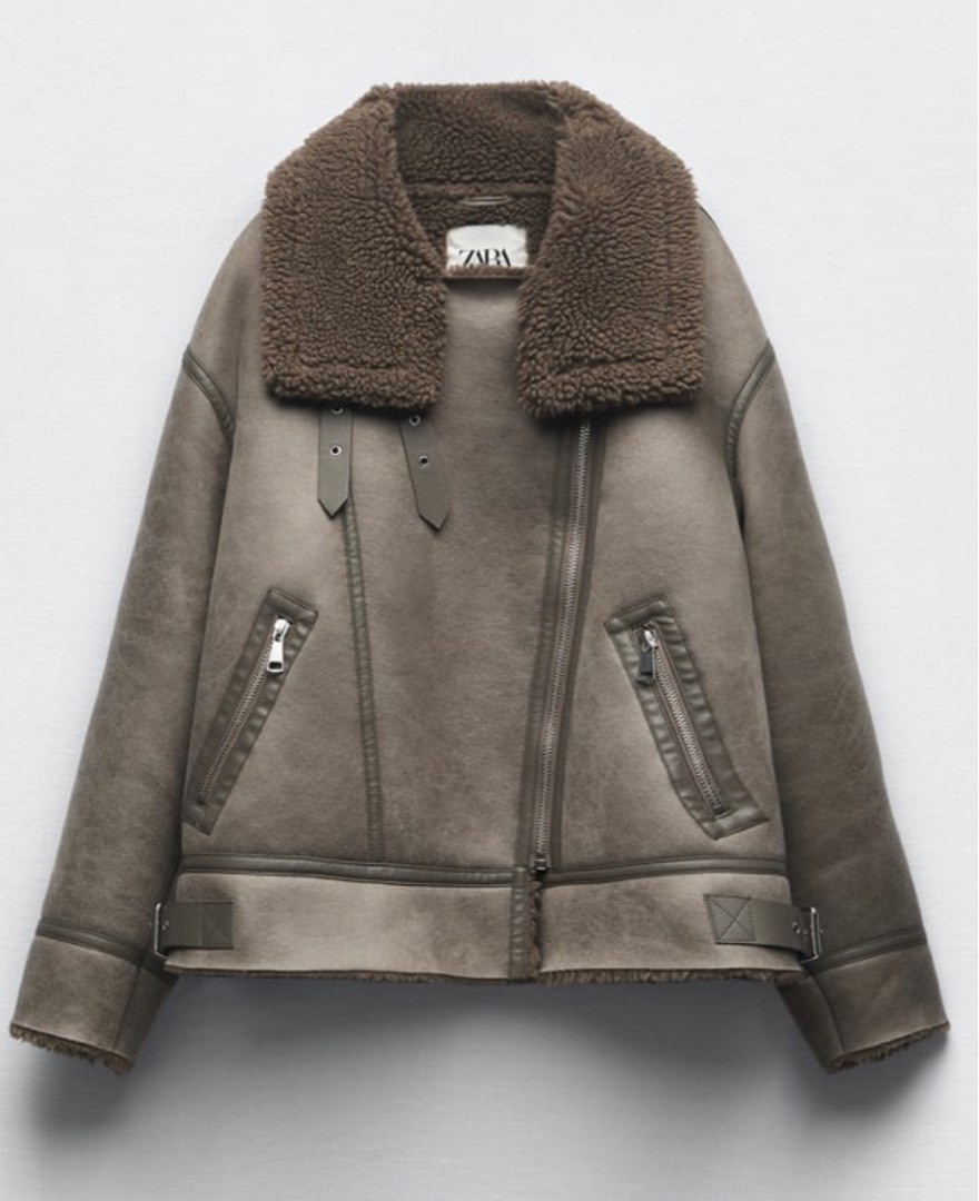 faux fur double faced jacket zara
