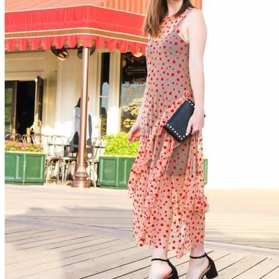 Zara sheer red polka dot dress clearance