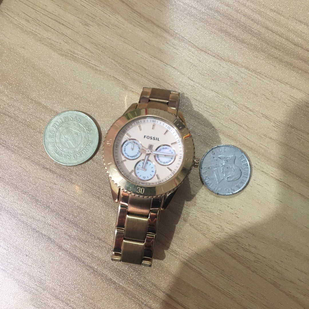 FIXED PRICE 100 Original Fossil Gold Watch Model ES2859 255300 US Patent No. 6 418 706 B1