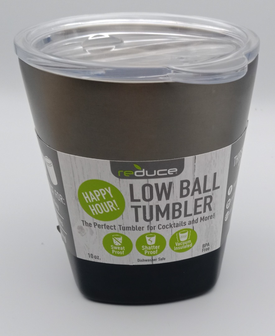 Reduce Lowball Tumbler Monotone Metallic Charcoal 10 oz