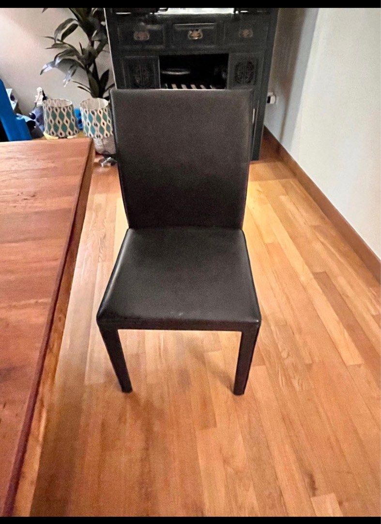 2 crate and barrel blue dining chairs, Furniture & Home Living