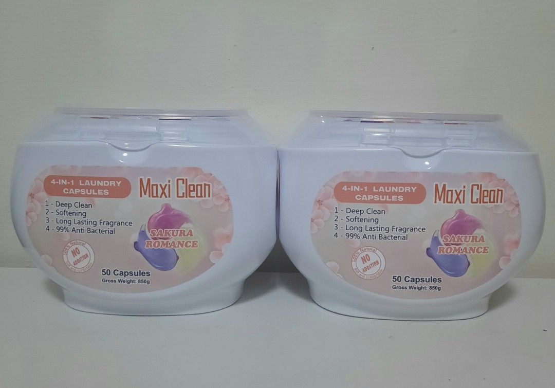 2 Tubs Maxi Clean 4 in 1 Sakura Laundry Capsules 50 pods/New Stronger