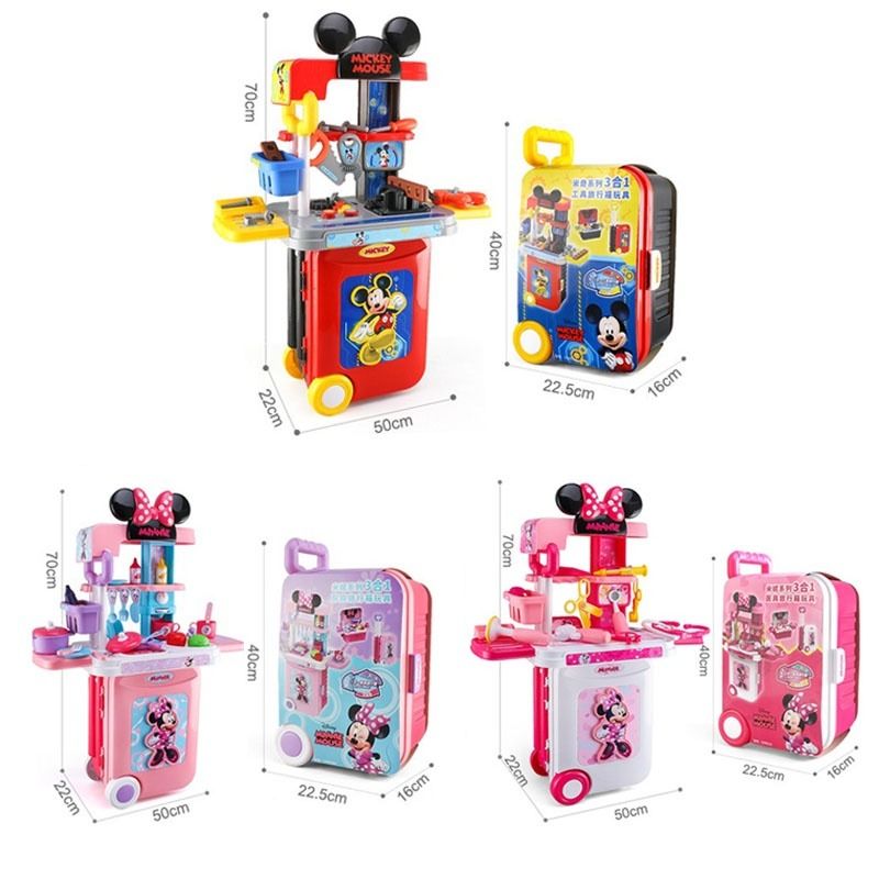 Sasha go to minnie and mickey mouse sales party and cooking with toy kitchen play set