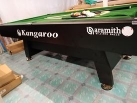 4x7ft BRAND NEW KANGAROO BILLIARD TABLE COMPLETE ACCESSORIES (Category: Billiards and Bowling) located in San Pablo. Submitted by abw4reyes (Listing ID 1204483479, Image 2). Description: FOR SALE 4x7 FT BILLIARD TABLE MDF (medium density fiber-board) Cushion: Master Banda Corner Pocket Cover: Metal Accessories Included:USA Master Superspeed K-66 Billiard ClothWhite Katsa Cloth 4 Pcs. Threaded Cuestick ACM 2 dz Tisa 1 Standard Triangle 4 Pcs Maste