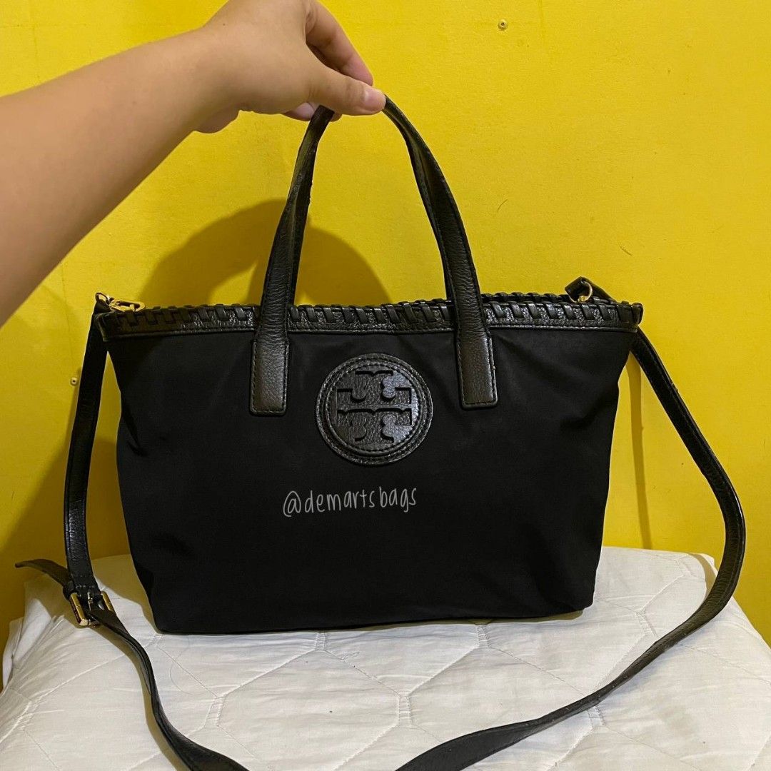💯 original Tory Burch two 2 way sling crossbody hand bag nylon black  authentic branded pre loved from Korea, Luxury, Bags & Wallets on Carousell
