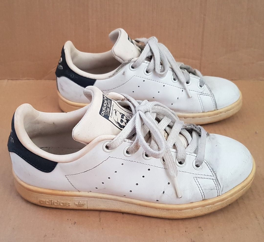 Stan smith white leather trainers cheap