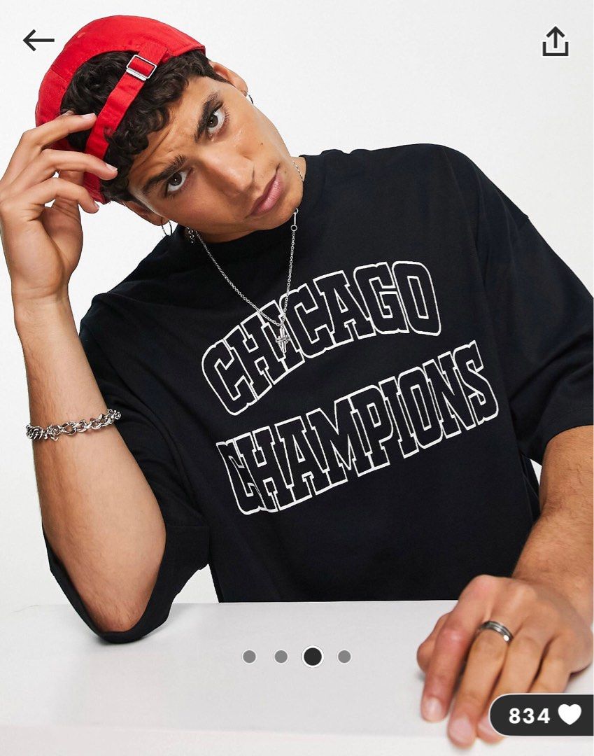 ASOS DESIGN oversized t-shirt in blue with Chicago city print