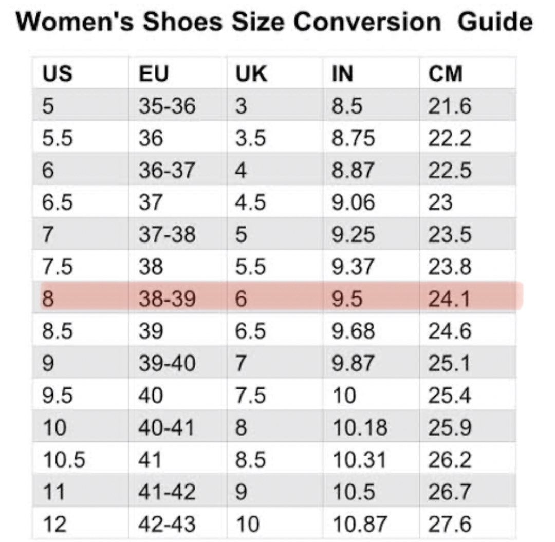 Size chart michael deals kors flat shoes