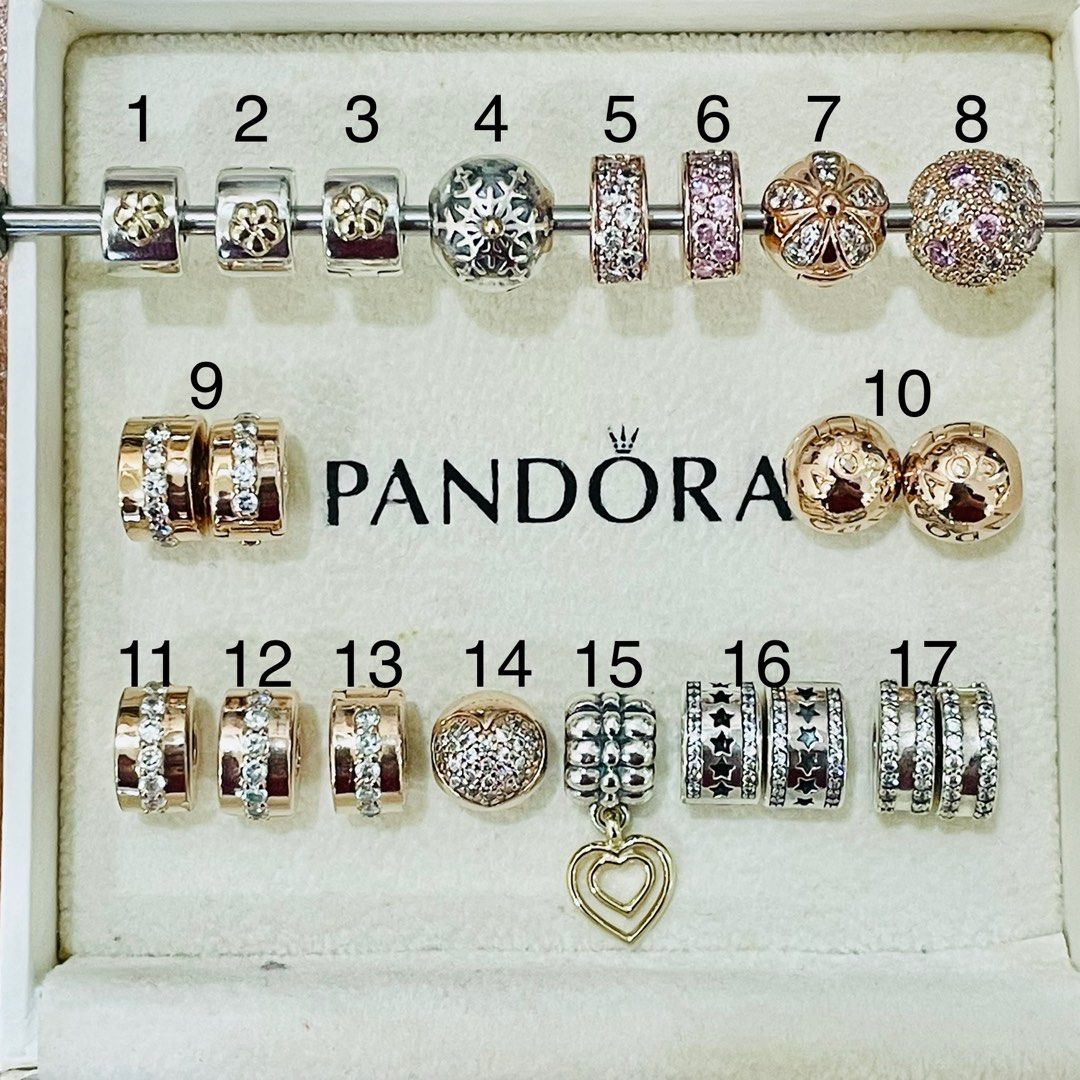 Authentic Pandora Clips in TwoTone, Pandora Rose and Silver, Women's