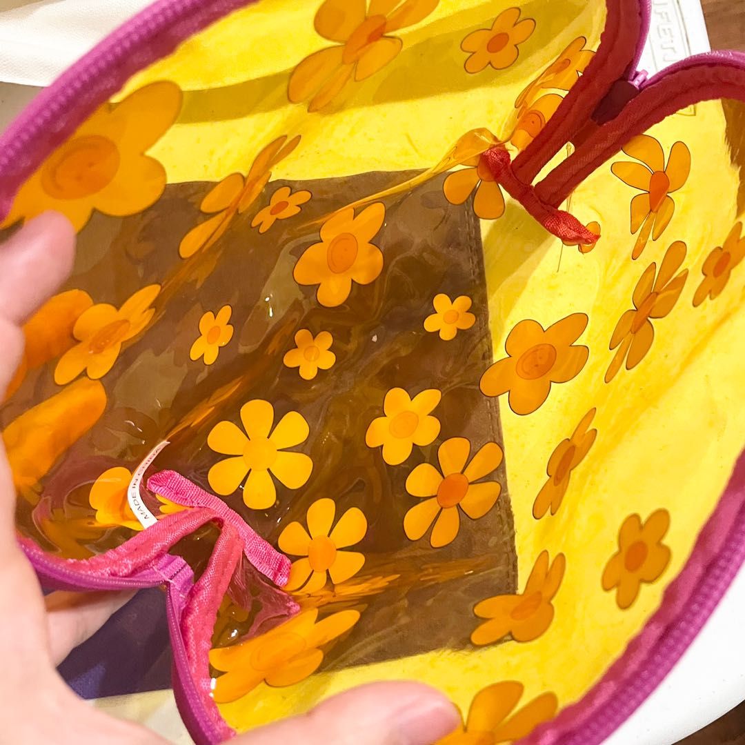 AUTHENTIC ULTA BEAUTY Yellow pink floral flower makeup bag pouch