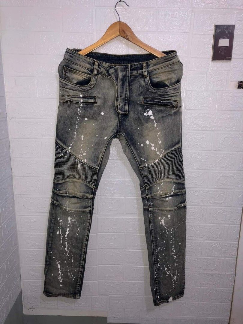 Balmain jeans discount white paint splatter