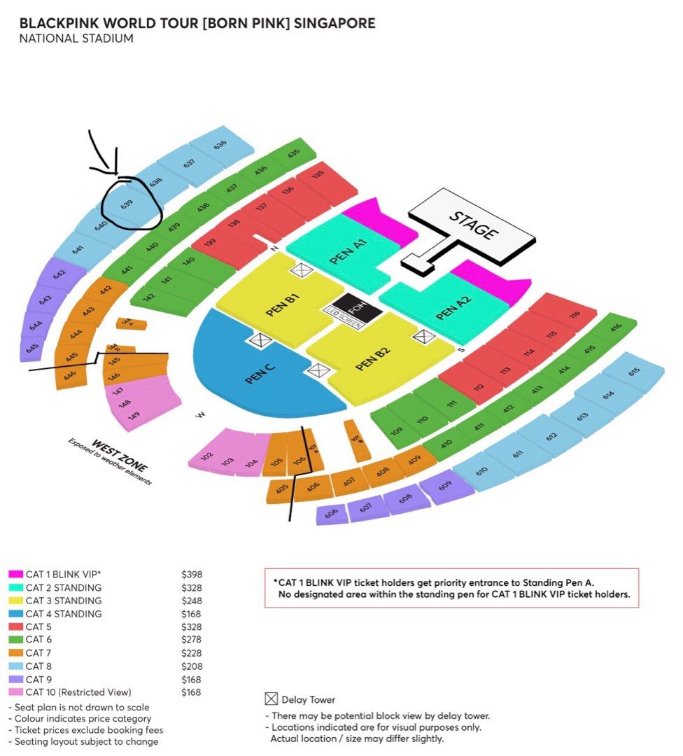 Blackpink world tour concert ticket (Cat 8 x 1 no.), Tickets & Vouchers