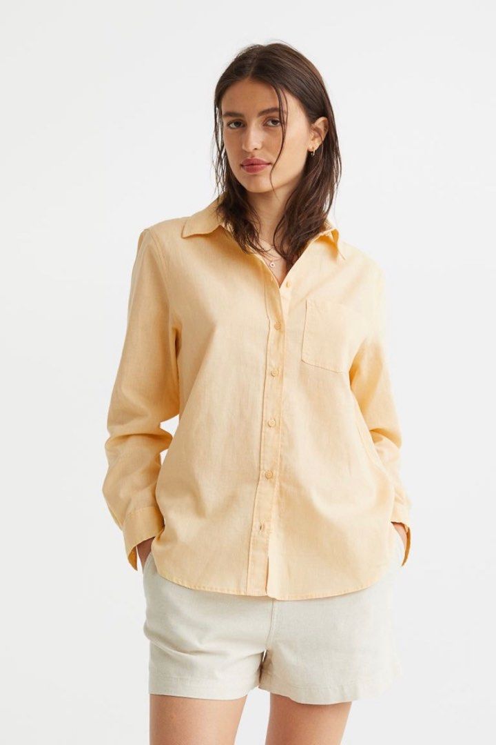 h&m linen shirt women's