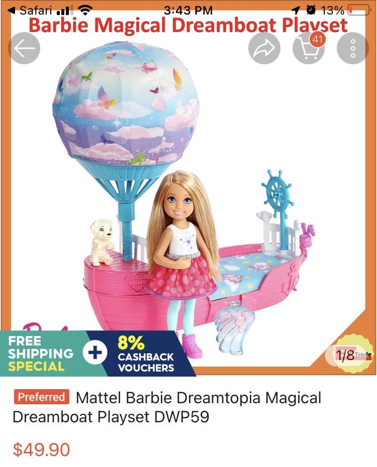 Brand new BN Mattel Barbie Chelsea Dreamtopia Vehicle doll playset
