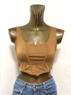 Brown body hugging Crop top