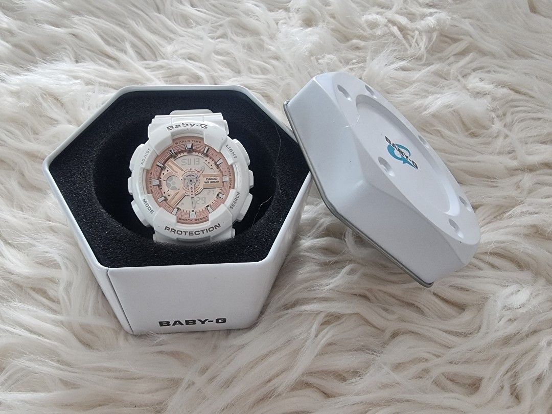 Baby g watch white rose gold store