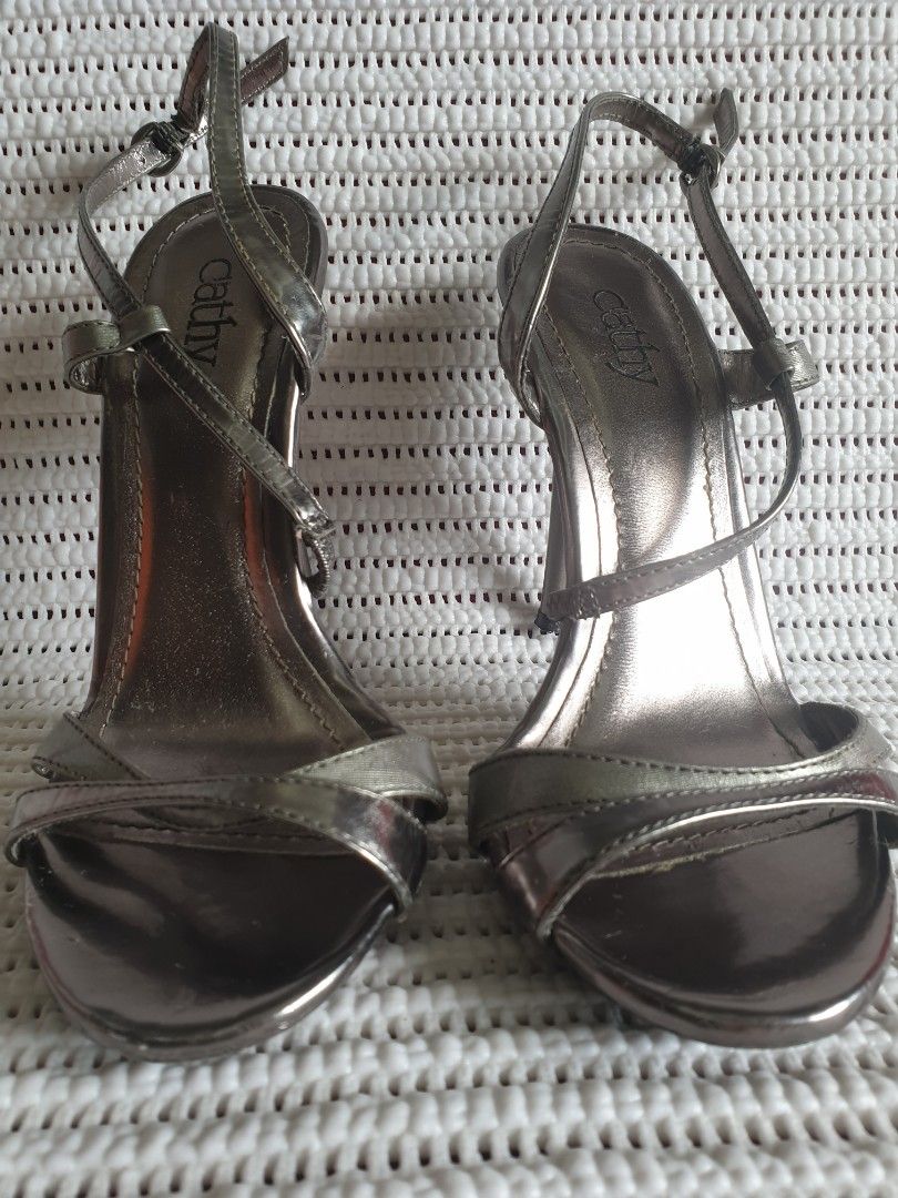 Cathy Jean LEATHER OPEN TOE High Heel Sandal Pink size 7 | eBay