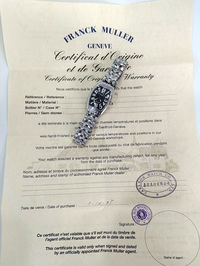 Franck muller certificate hotsell