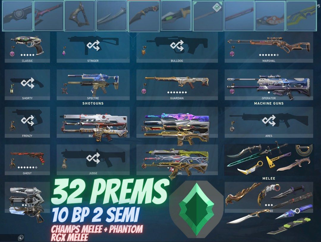 Champs 2021 karambit + Rgx blade 32 PREMIUMS CHEAP VALORANT ACCOUNT