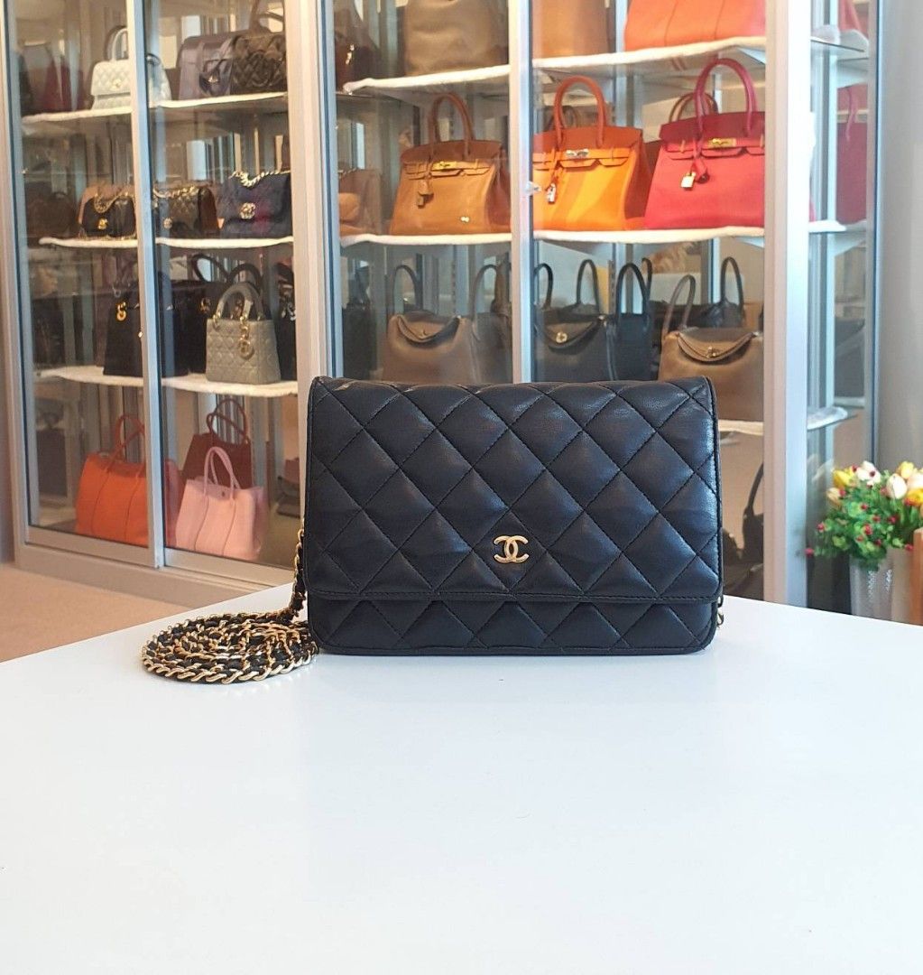 Chanel Wallet On Chain Black Lamb, Luxury, Bags & Wallets on Carousell