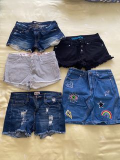 Denim skirts and shorts