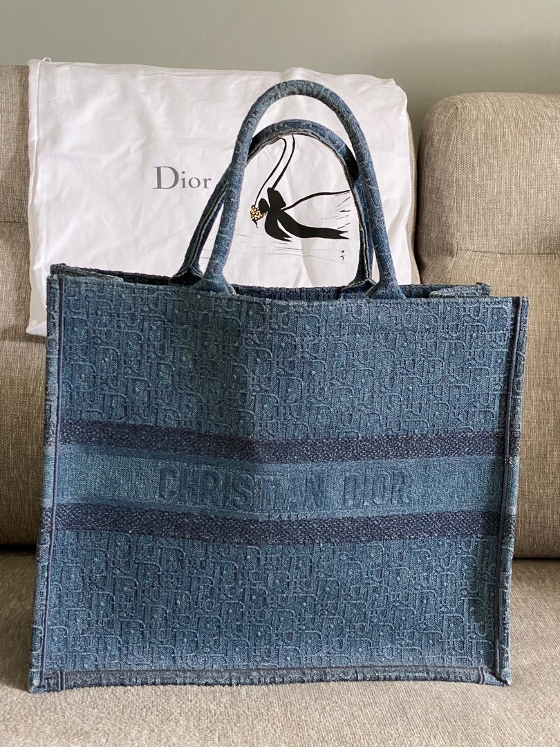 Dior Denim Blue Book Tote large Women s Fashion Bags Wallets