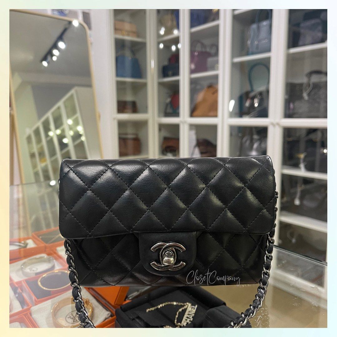 Excellent Condition Chanel Clutch on Chain Lambskin Ruthenium Hardware  Series 18, Luxury, Bags & Wallets on Carousell