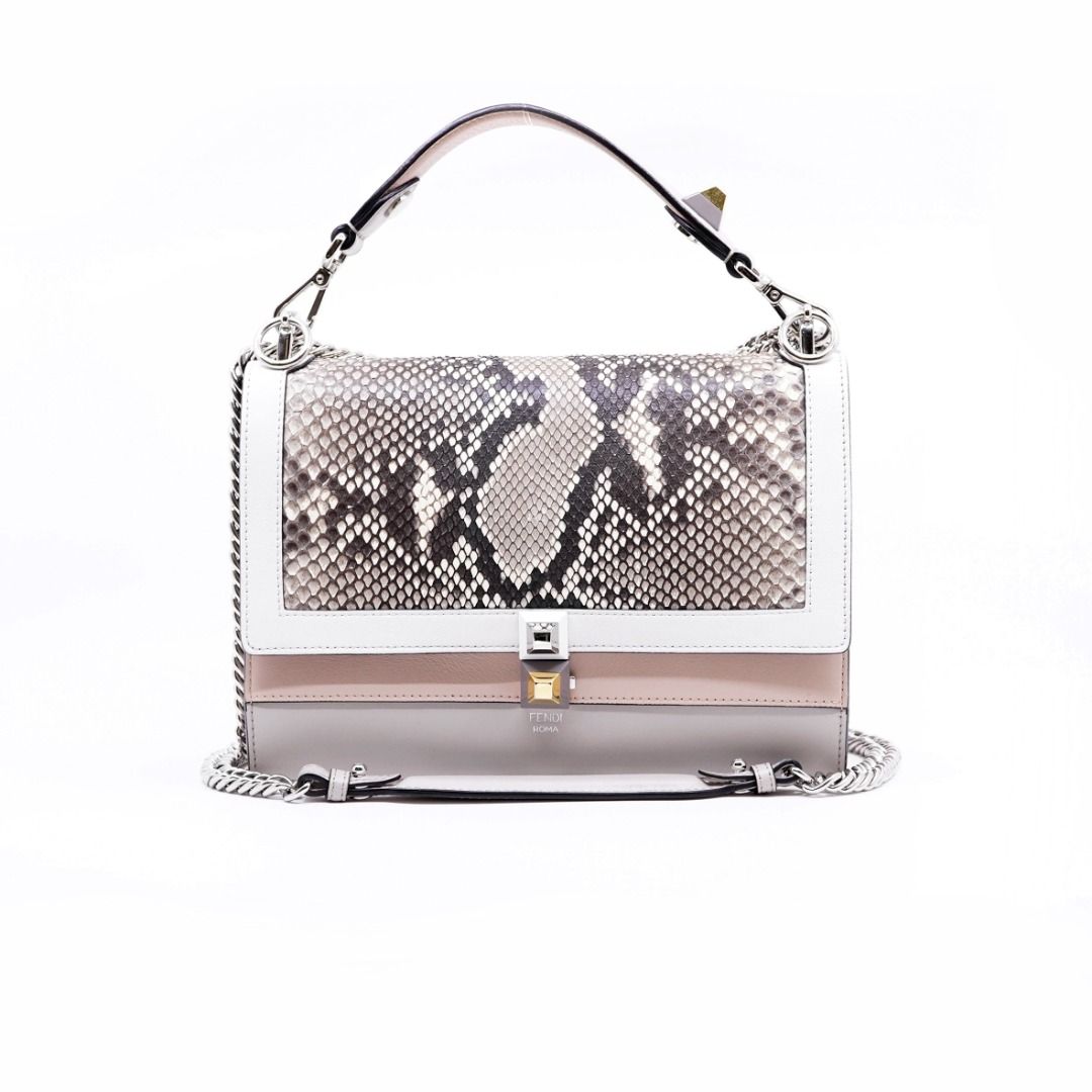 Fendi 8BT283 OYC Kan I Python Calfskin Pink 2 Way Bag