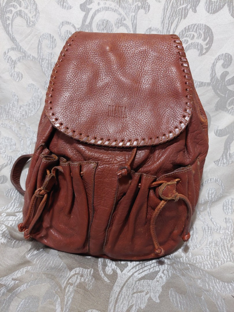 Francesco Biasia drawstring leather backpack, Women's Fashion, Bags ...