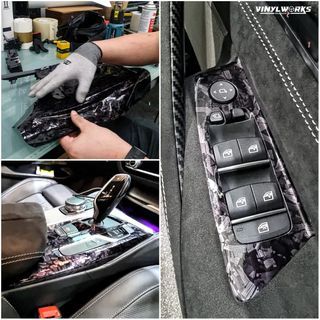 Gloss Forged Carbon Printed Vinyl Sticker interior wrap