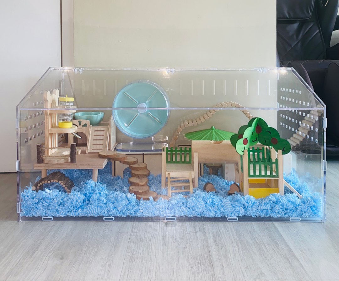 Picture of Hamster acrylic cage 80cm 100cm cage wooden accessories setup ideas ...