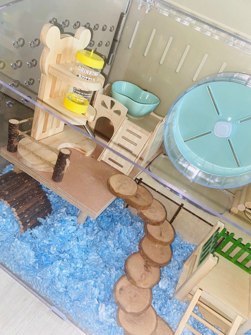 Hamster acrylic cage 80cm 100cm cage wooden accessories setup ideas ... - Innovative Hamster Cage Murals And Accessories