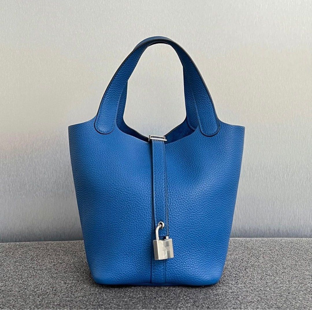 Hermes picotin 18 PHW(bleu nuit/blue france), Luxury, Bags & Wallets on  Carousell