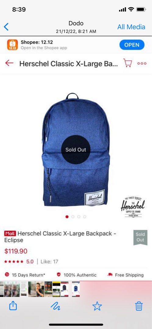 Herschel Classic X Large Backpack Men s Fashion Bags Backpacks