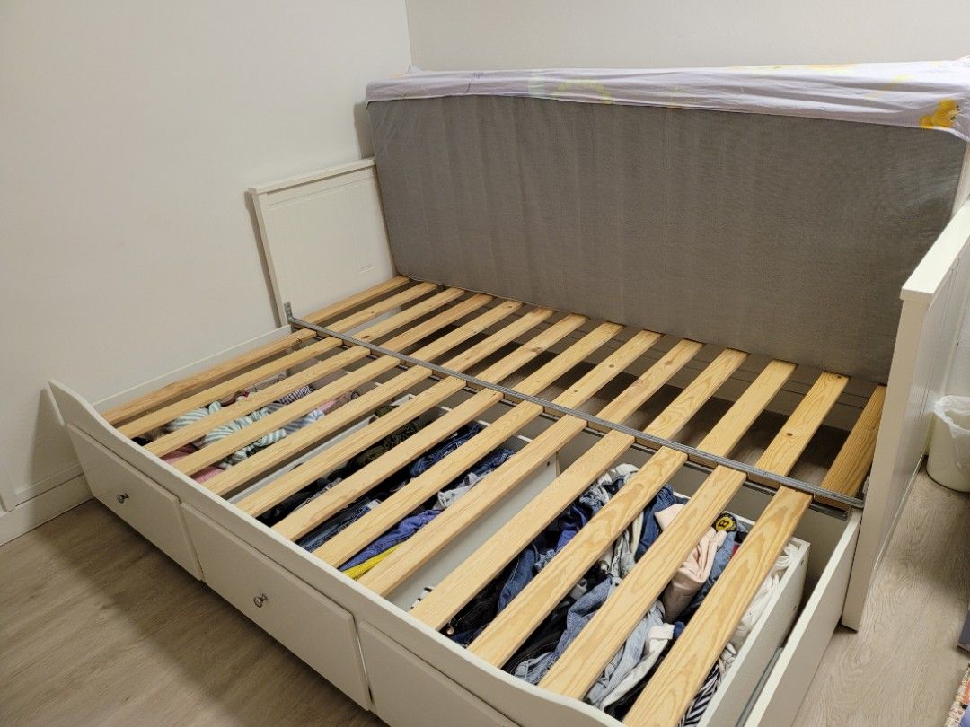 IKEA daybed frame with 3 drawers, Furniture & Home Living, Furniture