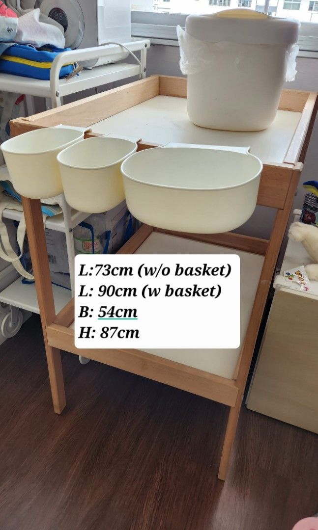 IKEA Sniglar Baby Changing Station (with 3 baskets and nappy bin