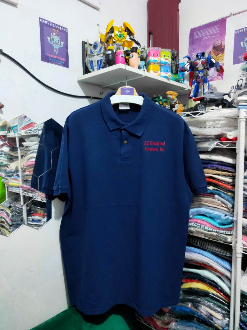 Kaos Polo Hanes Biru Navy AZ Electrical, Fesyen Pria, Pakaian ...