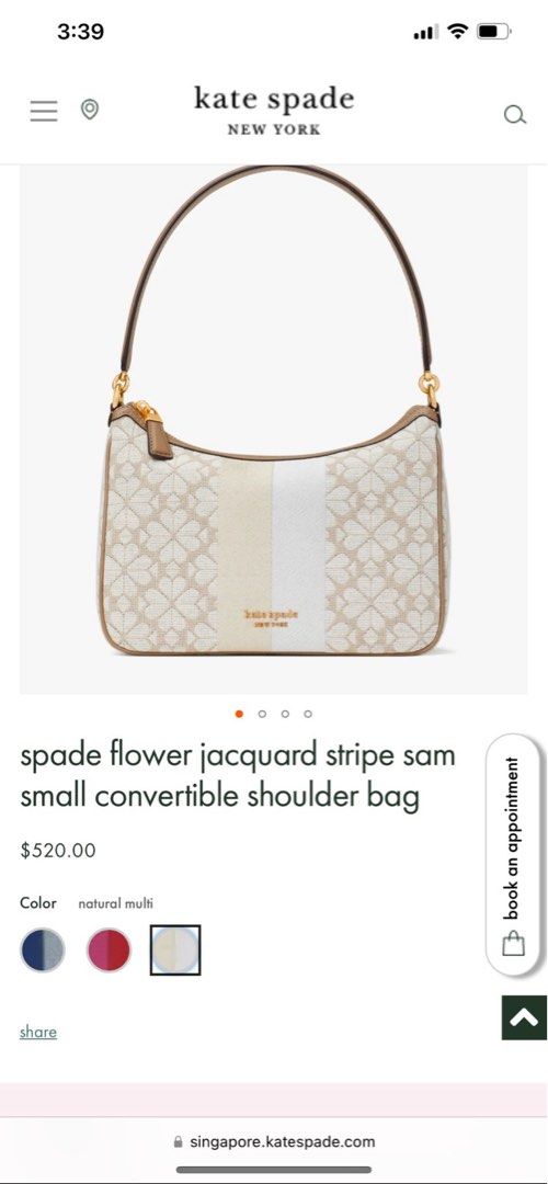 Spade Flower Jacquard Stripe Sam Small Convertible Shoulder Bag