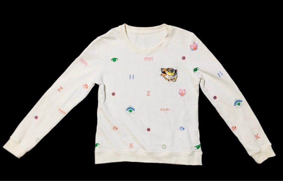 KENZO white multi logo sweatshirt Women s Fashion Tops Longsleeves on Carousell